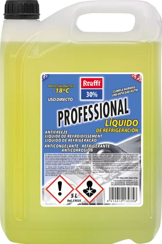 Krafft Anticongelante Biodegradable – Protección Avanzada para Circuitos de Refrigeración – Compatible con Motores de Aluminio y Aleaciones Ligeras – Sin Nitritos ni Fosfatos – 5L
