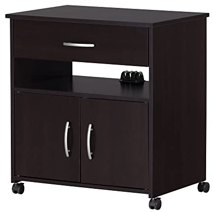 South Shore Axess Microwave Cart on Wheels Chocolate, Contemporary