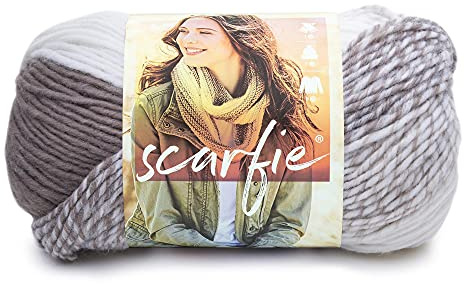 Lion Brand Yarn Scarfie Bulky Yarn, Cream/Taupe, 1 Pack