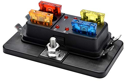 Qiorange 4 Wege Blade Sicherungskasten 12V 24V mit LED-Anzeige Sicherungsblock für Auto Boot Marine Caravan