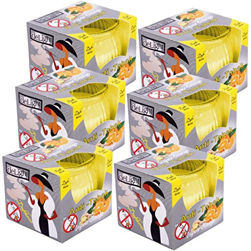 HS Candle Duftkerze Raumerfrischer 6er Pack im Glas, lange Brenndauer und angenehmer Duft (Anti-Tabak Ingwer Ora) nge