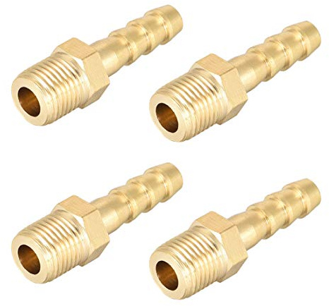 sourcing map Verbindungsstück aus Messing metrischer Stecker an Schlauch mit Widerhaken 6mm x M10x1 (4 Stück)
