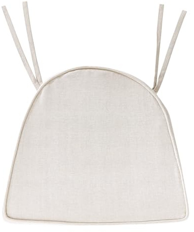 BUTLERS Stuhlkissen 41x45 cm Baumwolle - Acacia Springs - Halbrund | Farbe Creme - Sitzpolster für Küchenstuhl - Stuhlauflage für Gartenstuhl - Mit Bändchen