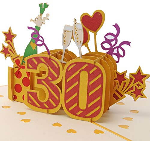 Favour Pop Up Glückwunschkarte zum 30. Geburtstag auch für Geschenkgutschein oder Geldgeschenk. TG030