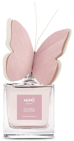 MUHA' | Profumatore per ambienti Butterfly Diffuser, Fragranza Ambra Antica, Diffusore Ambienti, Formato da 50 ml | Profumatore per AmbientiDiffusore Ambiente con Farfalla in legno di Betulla