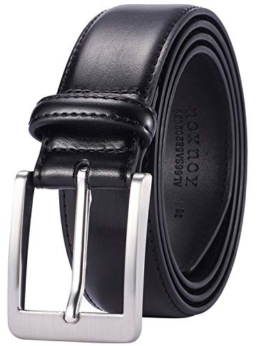 XOUXOU Men's Casual Leather Jeans Belts Classic Work Business Dress Belt with Prong Buckle for Men (Black (S101), 42 (Waist 40))