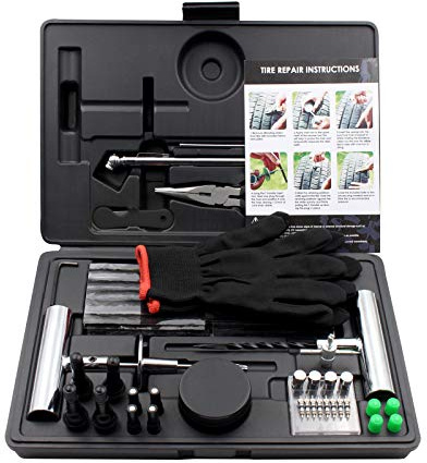 Reifenreparatur-Set, 87-teiliges Reifenflicken-Set mit Steckern zur Fixierung von Durchstichen und Steckern für Auto, Motorrad, LKW, Traktor, Anhänger, RV, ATV, ARB, SUV