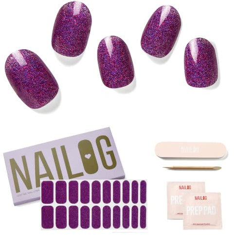 NAILOG Nagelfolie UV Härtend 20 Stück, Glänzendem UV Nagelfolie - Langanhaltend Nagelsticker Selbstklebend Gel-Nagelstreifen, RSVP