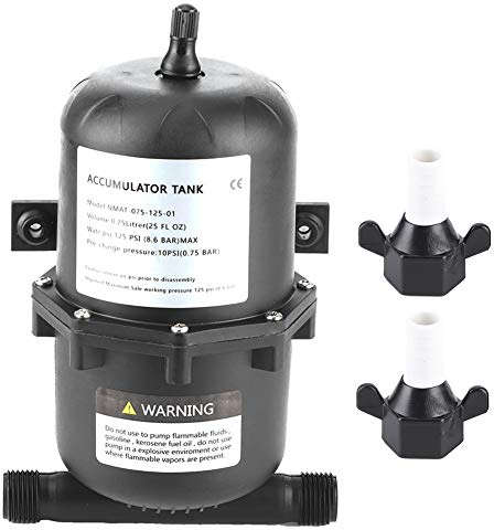 Akkumulatortank - 0.75L 125PSI Vordruckbeaufschlagter Wohnmobil Wassertank Wasserpumpe Durchflussregelung Wohnmobil Wasserausgleichsbehälter für Marine, Wohnwagen, Boot, Badezimmer, Garten