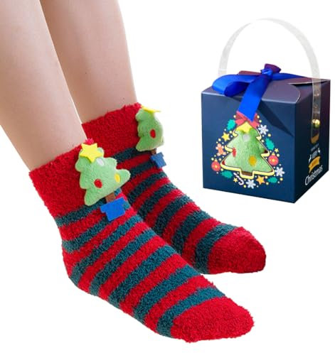 Calzini Natalizi, Calze Albero di Natale, Calzini Donna Divertenti, Calze Natalizie, Calzettoni Donna Invernali, Calzini Antiscivolo, Calze Termiche per Capodanno San Valentino Regalo ST-home