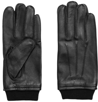 GANT 9930069-05 Leather Gloves Black Herrenhandschuhe aus Leder mit Innenfutter aus Wolle und Kaschmir, Schwarz , L
