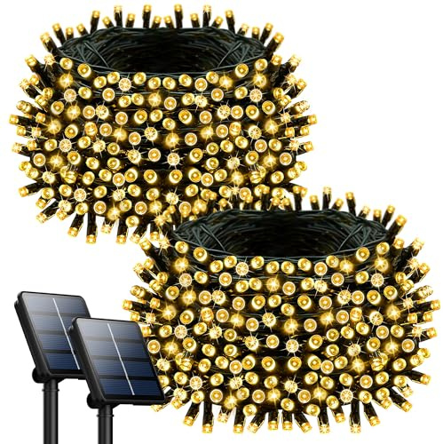 Selarlyt 2 Pack Solar String Lights Outdoor Waterproof, 72FT 200 LED Solar String Lights with 8 Lighting Modes, IP65 Waterproof Solar Lights Outdoor for Xmas Garden Party Tree Decor, Warm White