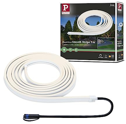 Paulmann Plug & Shine 5m LED Stripe Smooth incl. 1x11 W dimmbar 3000 K | Dimmbare Aussenbeleuchtung für Wege + Garten, Staubdicht + Schutz gegen dauerhaftes Untertauchen IP68, Kunststoff, 94680
