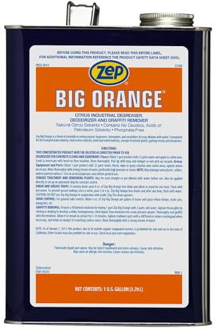 Zep Big Orange Heavy Duty Liquid Citrus Degreaser - 1 Gallon (Case of 4) 41524 - Industrial Strength Formulated with Organic Degreasers and Deodorizers, Dissolves Soil, Grease, Oil