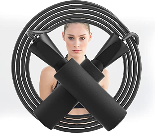 hvoolee Springseil Speed Rope Für Fitness - Ausdauer & Abnehmen.Jump Rope Ideal für Boxen, Intervalltraining.Professioneller Sport, Training, geeignet für Kinder und Erwachsene, BK001, BLACK