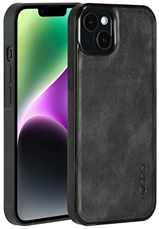 Molzar GripBig Series for iPhone 14 Case, Built-in Metal Plate for Magnetic Mount, Works with Qi-certified Chargers, Compatible with iPhone 14, Black/Black