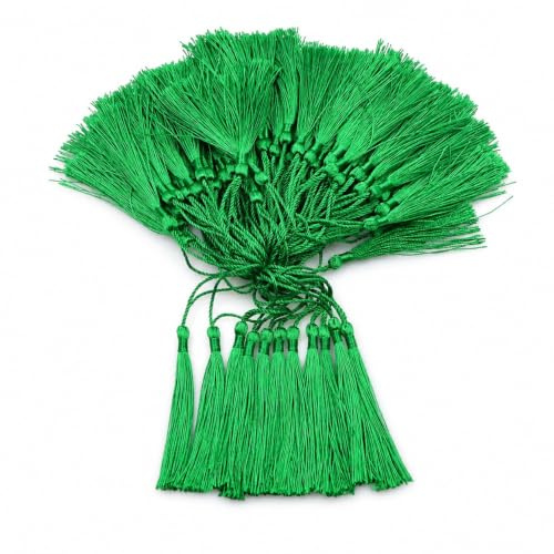 Yurosiay - 100 pezzi di nappe setose fatte a mano da 13 cm, nappe colorate pendenti, nappe di seta, segnalibri, nappe con cordoncino e passanti, piccole nappe per creazione di gioielli, artigianato