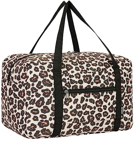 Ryanair Handgepäck 40x20x25cm Handgepäck Tasche für Flugzeug Reisetasche Klein Faltbare Sporttasche Weekender Handgepäck Koffer für Herren und Damen von WANDF(Rosa Leopard 20L)