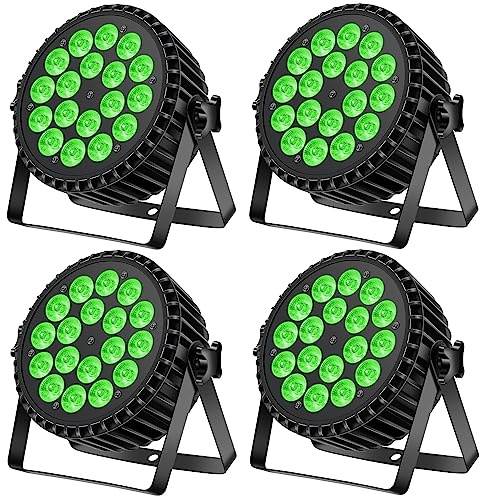 Ukfog 4PCS 200W 18 LED Par Scheinwerfer 8CH Par LED Licht RGBW+DMX Strobe Sound Aktiv Modus LED Bühnenlichter Strahler Discolicht Partylicht für Hochzeit/Partys/Kirche/Club/DJ-Live-Show
