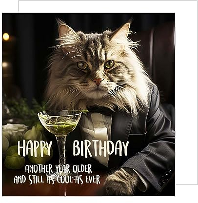Edition Seidel Premium quadratische Geburtstagskarte mit Umschlag. Glückwunschkarte Happy Birthday Billet Karte Mann Frau Coole Katze Sprüche Humor Lustig (GQ118)