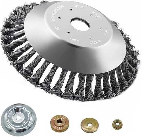OBEST Profi Unkrautbürste für Freischneider, 200mm Wildkrautbürste für Motorsense zur Effektiven Unkrautentfernung, Drahtbürste Freischneider, Auswechselbares Unkrautzubehör