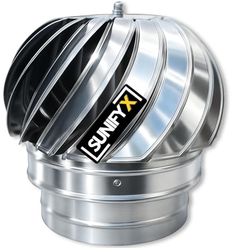 SUNIFY - Accesorio giratorio para chimenea (300 mm, acero inoxidable, funciona con viento), diseño de campana de chimenea