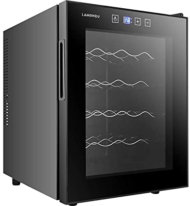 Suuim 20 Botellas Enfriador de Vino Compresor Enfriador Independiente Mostrador Cerveza y champán Bodega Pantalla Digital de Temperatura Puerta de Vidrio de Doble Capa Funcionamiento silencioso