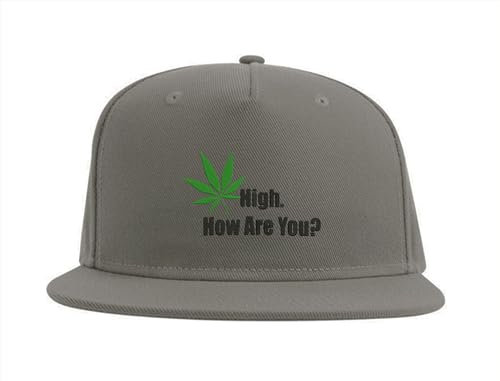 Lauthings High How Are You Weed Pot Cannabis Kanja Marihuana Snapback Cap Fullcap Embroidered Hat Grey, grau, Einheitsgröße