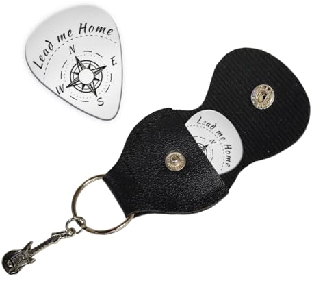 UNICRAFTALE Gitarre Picks Gitarren Plektren Halter PU Leder Gitarren Pick Halter Schlüsselanhänger Tasche 1 Stk Lead Me Home Gitarrenplektrum Metall Guitar Picks Etui Plektrum für Gitarrenspieler