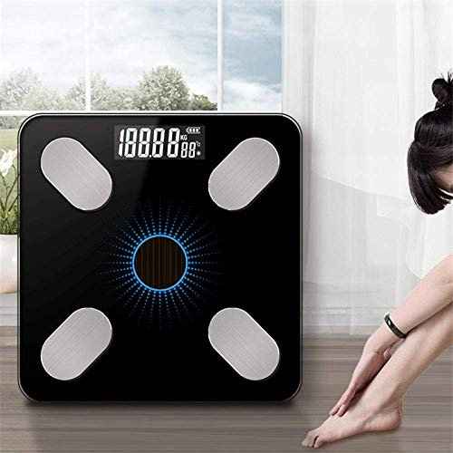 CYYHGD Balance Bluetooth Balances, Balance de Salle de Bain de Poids Corporel au Sol, Balance électronique Solaire à Affichage rétroéclairé Intelligent, Balance corporelle Masse Muscula