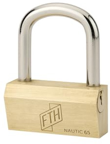 THIRARD - Cadenas à Clé Modèle Nautic - Corps en Laiton Monobloc - Anse en Acier Cémenté - Ouverture Latérale - Base de 65mm - Livré avec 3 Clés en Laiton Massif - FTH