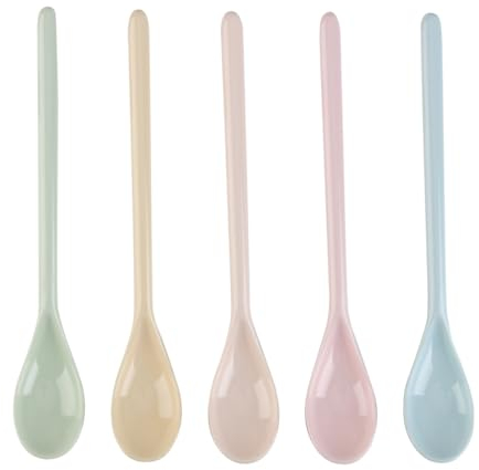 Plastik Löffel, Farbe Löffel Plastik Lang Eierlöffel Kunststoff Marmeladenlöffel Anti Tropfen Langer Griff Löffel Für Imitation Porzellan Geschirr Für Wohnküche Kaffee Getränke Eier Eis Joghurt (5)