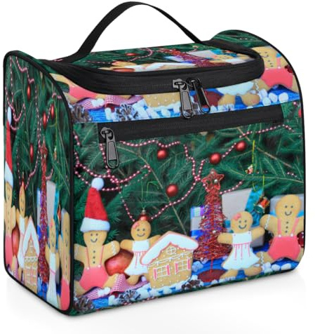 Jolie trousse de maquillage de voyage en pain d'épices pour femmes, hommes, filles, garçons, 11,2 L, trousse de toilette à suspendre pour articles de toilette, couleur, XL, Organiseur de sac