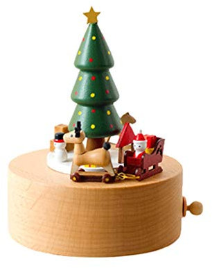 CAFIEDR Weihnachtsbaum aus Holz Spieluhr Weihnachtselch Weihnachtsmann Spieluhr