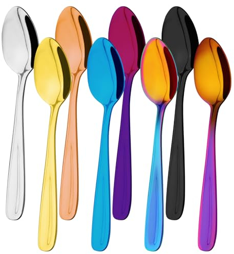 AMFUN Servierlöffel-Set, Edelstahl Löffel, Espressolöffel klein 8 stück, kleine Löffel für Dessert, Esslöffel Tafellöffel, Salatlöffel, Reislöffel für großes Buffet Restaurant