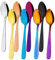 AMFUN 8 Pcs Cuillères à Café, Cuillères Latte Macchiato en Acier Inoxydable, Polies Miroir Cuillère à Dessert en Acier Inoxydable, Cuillère Idéale pour Chocolat Chaud Crème Glacée, Multicolores
