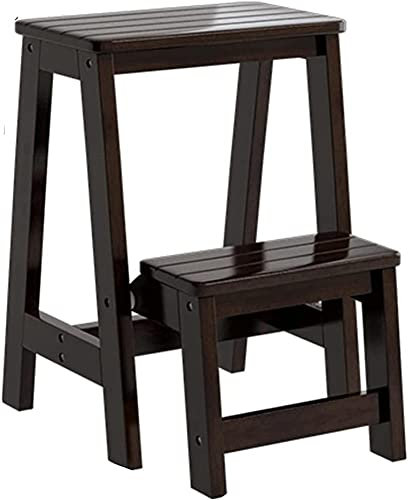 GXXINGIN Marchepied 2 en 1 Portable Multifonctionnel Pliant Marchepied en Bois 2 Marches Tabouret Multifonctionnel (Noir R)