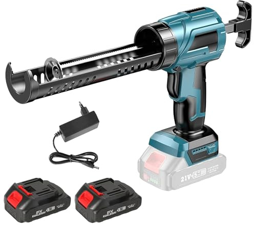 Akku Kartuschenpresse für Makita 18V, Elektrische Silikonpistole 1500mAh mit 4 Geschwindigkeiten und LED, Kartuschenpresse Akku für für 10 oz/300 ml-Kartuschen (2 × Batteries)