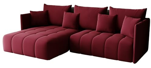 KP-Meble - Ecksofa mit Schlaffunktion - Gona - Schlafsofa 245 x 180 cm - Elegant, langlebig, freistehend - Automatisch für einfaches Ausklappen - 246x188x93cm - Monolith 59 (Kastanienbraun)