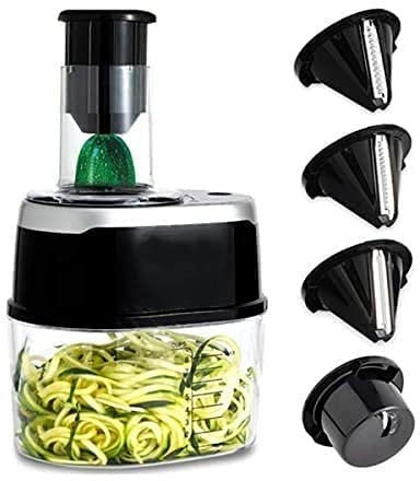 Affettatrice a spirale elettrica con 4 lame da taglio, grattugia multifunzione, per cetrioli, patate e altro (500 W)