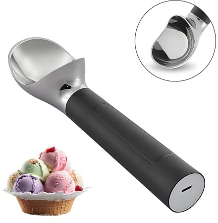 Paletta per gelato riscaldata, ricaricabile, con display a LED, riscalda fino a 70 °C, per gelato duro, facile per anziani e bambini, impermeabile IP67 (nero)