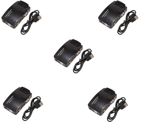 Eoslcusmvl 5X Adaptador AV una VGA Convertidor VGA PC Compuesto S-Video Entrada AV una PC VGA Salida LCD Convertidor Caja de Interruptores