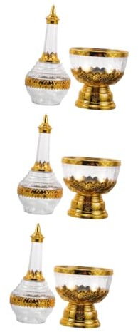 Zerodeko 3st Tropfende Flasche Weihwasserbecher Taufwasserbehälter Buddhistische Wasserschale Heiliger Tischkelch Weihwasserschale Heiliger Kelch Gebetsmaterial Wischschale Transparent Glas