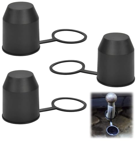 Trailer Hitch Ball Cover – 3-Piece Protective Dust Cover for Trailers Hitch Balls, Durable Plastic Trailer Caps for Car, Trailers Head(Black)