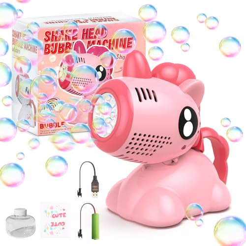 Euakee Seifenblasenmaschine, Einhorn Blasenmaschine für Kinder, Regenbogen Blasen Spielzeug mit Licht, 100ML Seifenblasenlösung, Auslaufsicheres, für Outdoor, Geburtstag, Party, Hochzeit(Rosa)