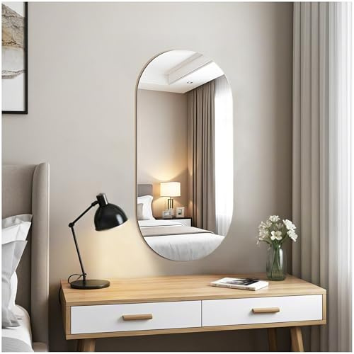 JMITHA Espejo de Baño Ovalado 30x60cm Espejo Baño Moderno Espejos Decorativos de Pared para Salón Entrada Recibidor