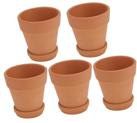 Happyyami 5piezas Macetas De Roja para Suculentas con Platillos Macetas Transpirables De Cerámica para Decoración Floral para Suculentas De Interior y Exterior