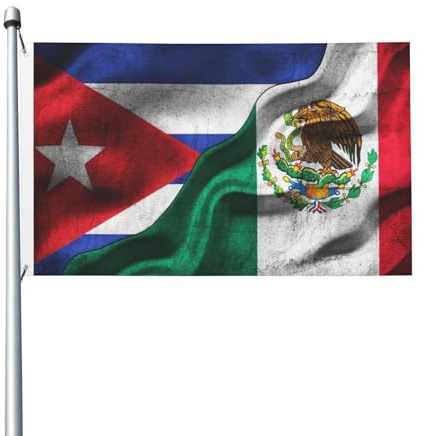 Bandera de Cuba, bandera de México, 3 x 5 pies, para exteriores