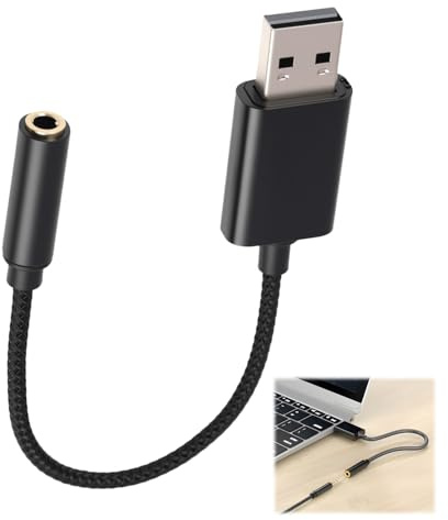 USB A to 3.5 mm JACK Aux Adapter - External USB Audio Sound Card, Stereo Adapter, Usb to 3.5mm Jack Audio Adapter, Headphone Jack Adapter, Headset Adapter for PC - Durable Design