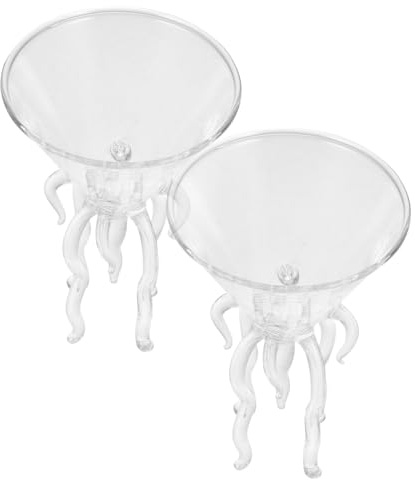 LALADEFIEE Verres à Cocktail Poulpe Pied En Verre Transparent 2 Pièces, Originaux Et Déco, Pour Boissons Et Cocktails, Usage Fête Et Famille